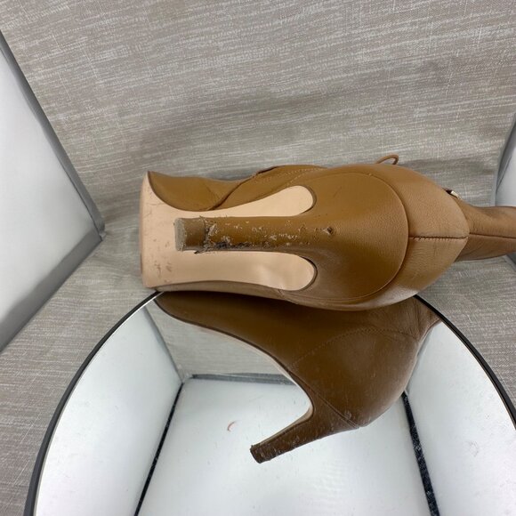 Zara Tan Pointed Toe Lace-Up Ankle Boot Women EU 39 US 8 Made in Spain Side Zip - Picture 9 of 13